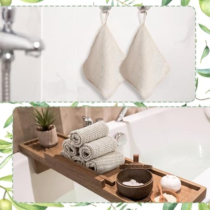 باتيير 6 عبوات متقشرة طبيعية 100٪ قطعة قماش للعناية بالبشرة الطبيعية، لطيفة ومتينة، قابلة لإعادة الاستخدام للوجه أو الجسم، تزيل خلايا الجلد الميتة وتحفز الدورة الدموية - Image 4